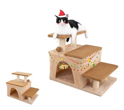 3-in-1 Pet Stairs for Cats for High Bed, Adjustable Dog Steps, Modular 3-Tier...