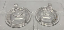 TWO - Imperial Glass Candlewick Beaded Mustard Jar 'notched' Lids