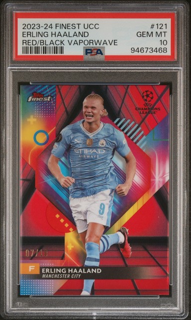 2023-24 Topps Finest Uefa Club Competitions #121 Erling Haaland 7/10 PSA 10