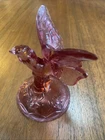 Fenton Art Glass Dusty Rose Purple Butterfly on Branch Ring Holder Figurine 4.5”
