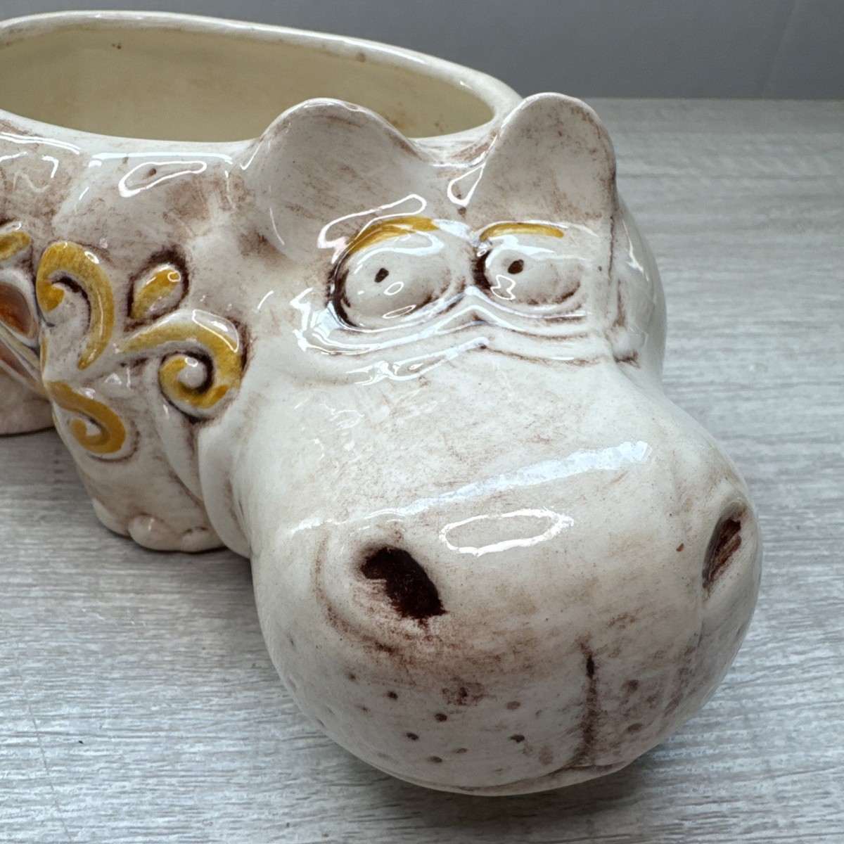 70sヨーロッパ 輸入VINTAGE planter ポッド アンティーク 雑貨 Rare 1960/70's Vintage Treasure Craft Ceramic Retro Groovy Hippo