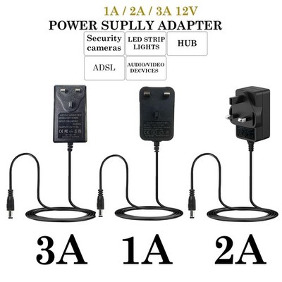 12V AC DC Netzteil Adapter 1A 2A UK Netz Ladegerät für CCTV Kamera LED Streifen
