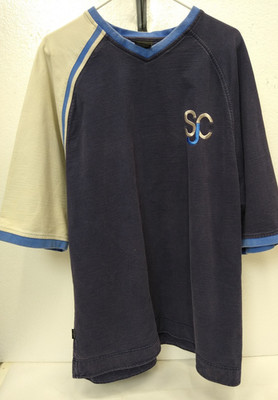SEAN JOHN 100% Cotton, Blue/White Raglan Short Sleeves SZ 3XL