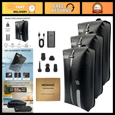 Travel Vacuum Bags with Pump, Luggage Compression Bags for Carry-On Suitcase & B