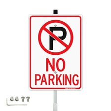 No Parking Signs with 36" Stake for Outside, 14"x10" - 1 Pack with 36" Stake
