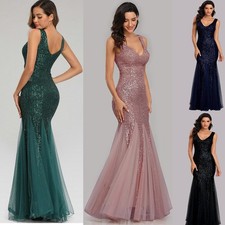 Length Maxi Dress Evening Inserts Full Bridesmaid Prom Sequin Chiffon Dress