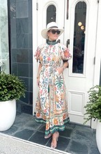 ZIMMERMANN- 2 (AU 12/US 8)GINGER SWING MULTI MAXI FLORAL PRINT SWING RAMIE DRESS