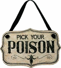 Primitives By Kathy Pick Your Poison Hanging Halloween Sign Ornament ~ Free Ship