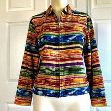 Coldwater Creek Sz PS Light Jacket Womens Festival Summer Boho Abstract Zip