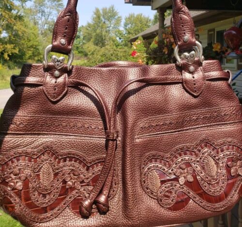 Brighton Lolita Handtasche Schultertasche braun bronze Pebbled LEDER Staubbeutel LESEN - Bild 21 von 21