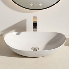 EMKE Keramik Waschbecken Waschtisch Aufsatzwaschbecken Oval Waschschale CB05