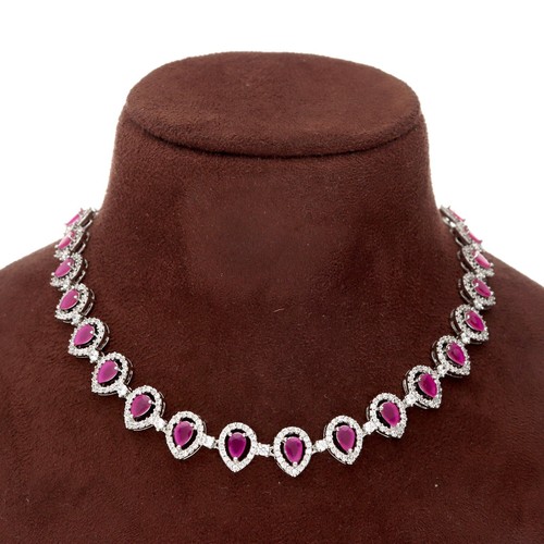 Damen Cubic Zirkonia Birne Halskette Strand Und Ohrringe Versilbert - Bild 3 von 72