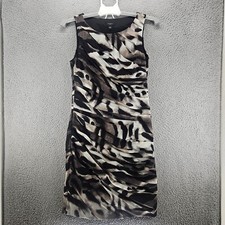 Ann Taylor Sheath Dress Size 6 Size Zip Lined Black Whtie Gray Work Career - 6