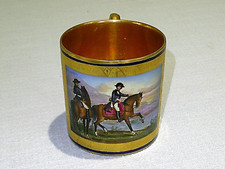 1800s Sevres French Porcelain Heavy Gold  Cobalt Blue Can Cup Napoleon on Horse