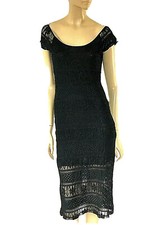 LUCCA COUTURE BLACK LACE BODYCON BOAT NECK EVENING DRESS SIZE M
