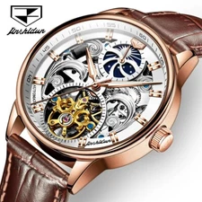 Waterproof Watch Men Automatic Mechanical Leather Luxury Skeleton Men's Strap