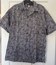 Vintage Triumph of California Men's Gray Hawaiian Print Shirt Abstract Large