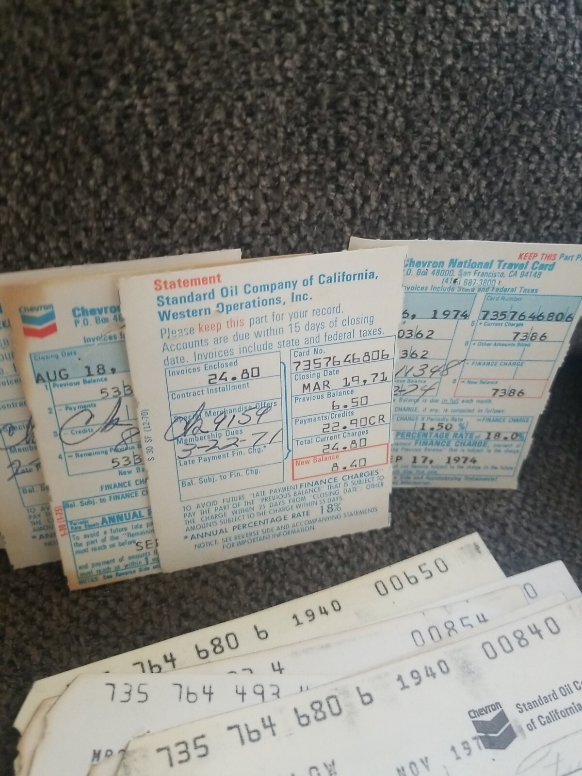 70 Vintage 1970s Chevron Standard Oil Gas Station Statements Paper  Travel