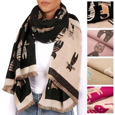Sciarpa Donna Inverno Cashmirillo Gatti 70x200 Cm Stola Pashmina Donne