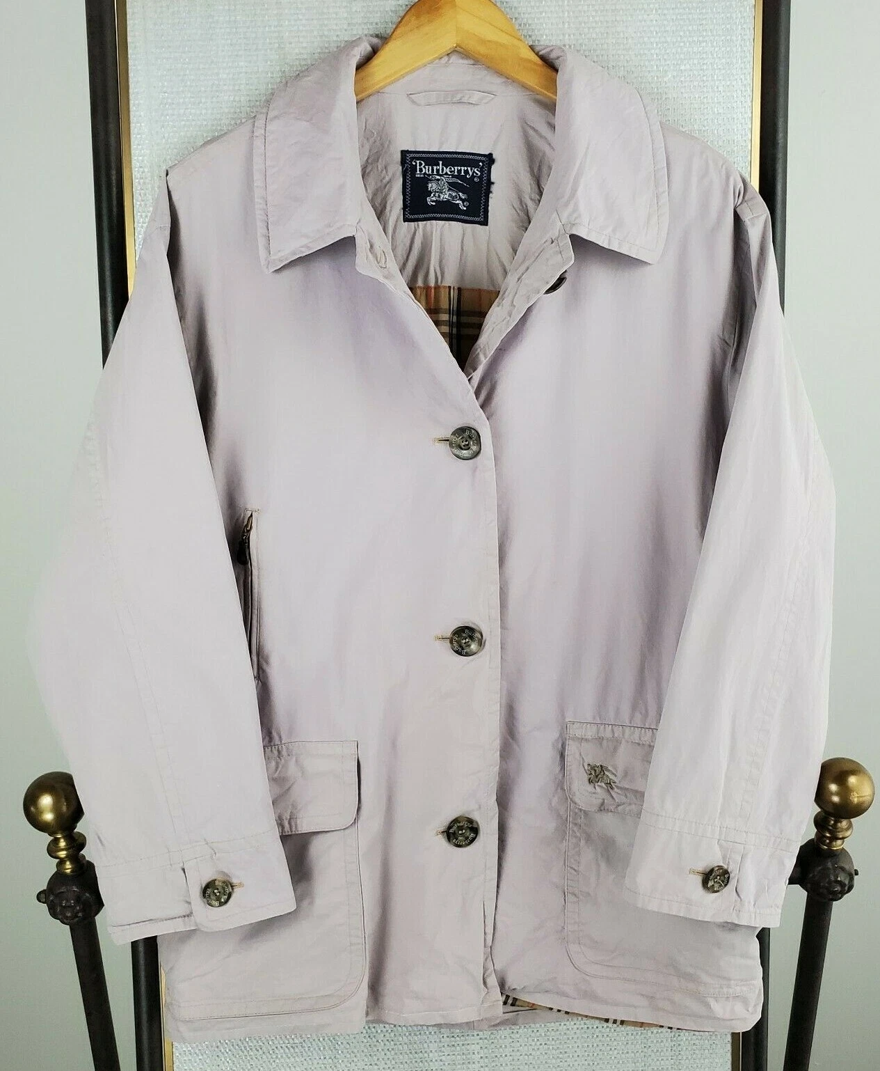 BURBERRYS SPAIN taglia 42 grande uomo cotone poli kaki cappotto auto giacca da campo
