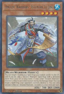 Yugioh 1x IGAS-EN010 - Ancient Warriors - Eccentric Lu Jing - Rare - 1st Edition