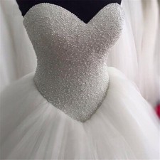 Sparkle Wedding Dresses with Pearl and Sequin Lace Sweep train Strapless