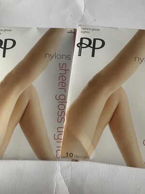 Pretty Polly Nylons x2 Pairs Sheer Gloss Tights 10 Den M Su blush