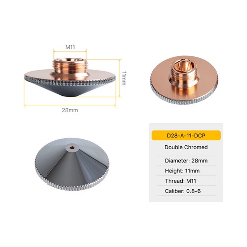 Fiber Laser Nozzle Double Layers Chrome-plating Dia.28 H.11 for Fiber Laser Head - 第 1/18 張圖片