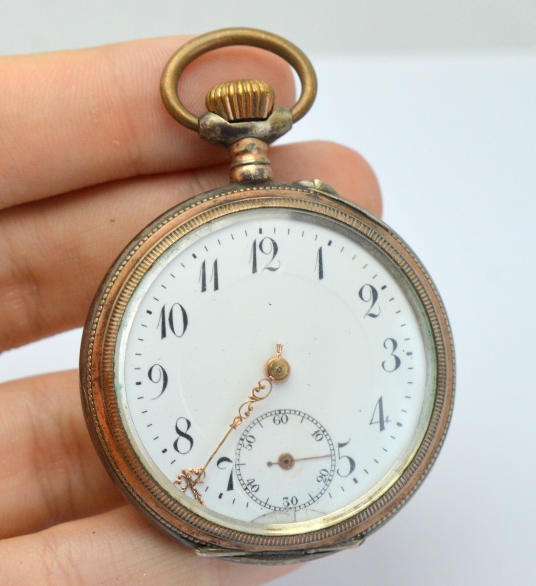 800 SILVER 19th CENT OLD CYLINDRE 6 RUBIS GERMANY MECHANICAL MEN'S