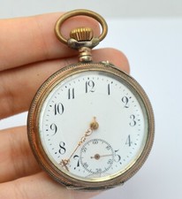 800 SILVER 19th CENT OLD CYLINDRE 6 RUBIS GERMANY MECHANICAL MEN'S POCKET WATCH