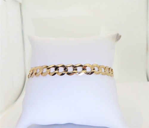 Mens Solid Gold Bracelet Curb Chain Cuban Link Lobster 8.5mm 10k Size 8 B048 - Picture 2 of 10