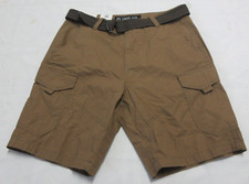 Plugg Co. Men's Heavy Vintage Wash Relaxed Fit Brown Cargo Shorts W Belt Size 32