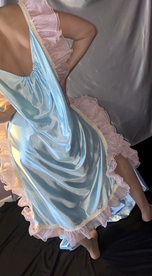 Vtg Silky Nylon Adult Baby Nightgown Pjs Cosplay Sissy Frilly Ruffles vtg-silky-nylon-adult-baby-nightgown-pjs-cosplay-sissy-frilly-ruffles