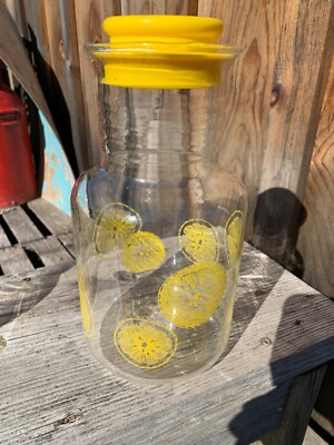 Vintage Pyrex Corning 3520 lemon Pitcher/ Carafe W/lid 2qt Jug Summer