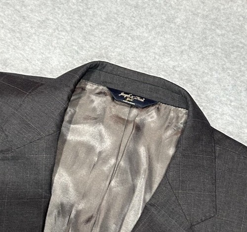 Joseph & Feiss Gold Blazer Mens 48 Long Grey Grid Check 100% Wool - Picture 3 of 12
