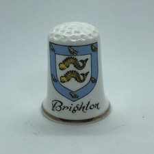 Brighton England UK Souvenir Bone China Thimble w/ Coat of Arms