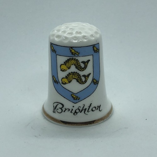 Brighton England UK Souvenir Bone China Thimble w/ Coat of Arms