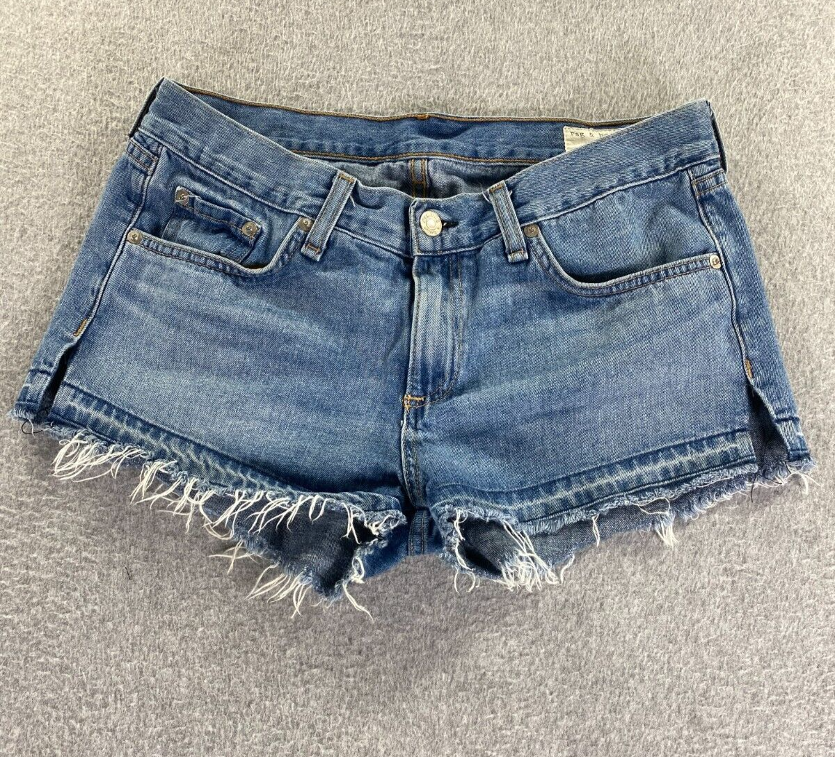 Rag Bone Womens Tully Low Rise Cutoff Distressed Denim Shorts Blue Size  30 USA