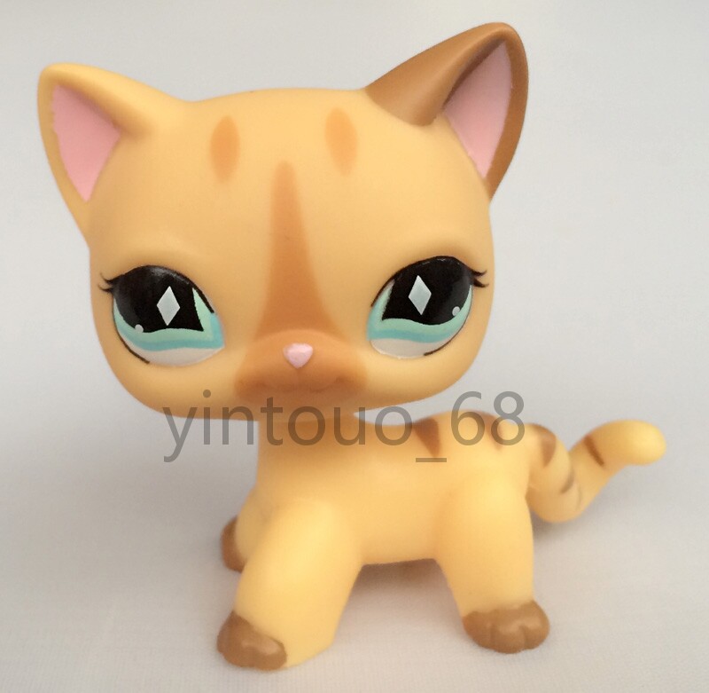 Rare LPS #886 Littlest Pet Shop Short Hair Cat Cream Stripe Kitty