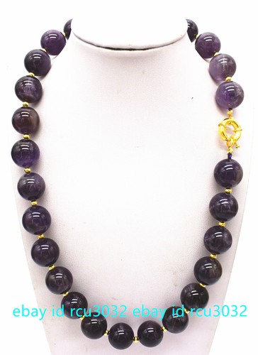 Riesige 16 mm Natürliche Amethyst Runde Perlen Edelstein Halskette 16-36 Zoll AAA - Bild 10 von 19