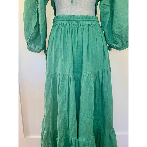 Free People Ibiza Sun Dress Midi in Mermaid Green Medium Long Sleeve Backless - Picture 7 of 9