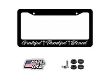Grateful Thankful Blessed Black License Plate Frame Christian Religious
