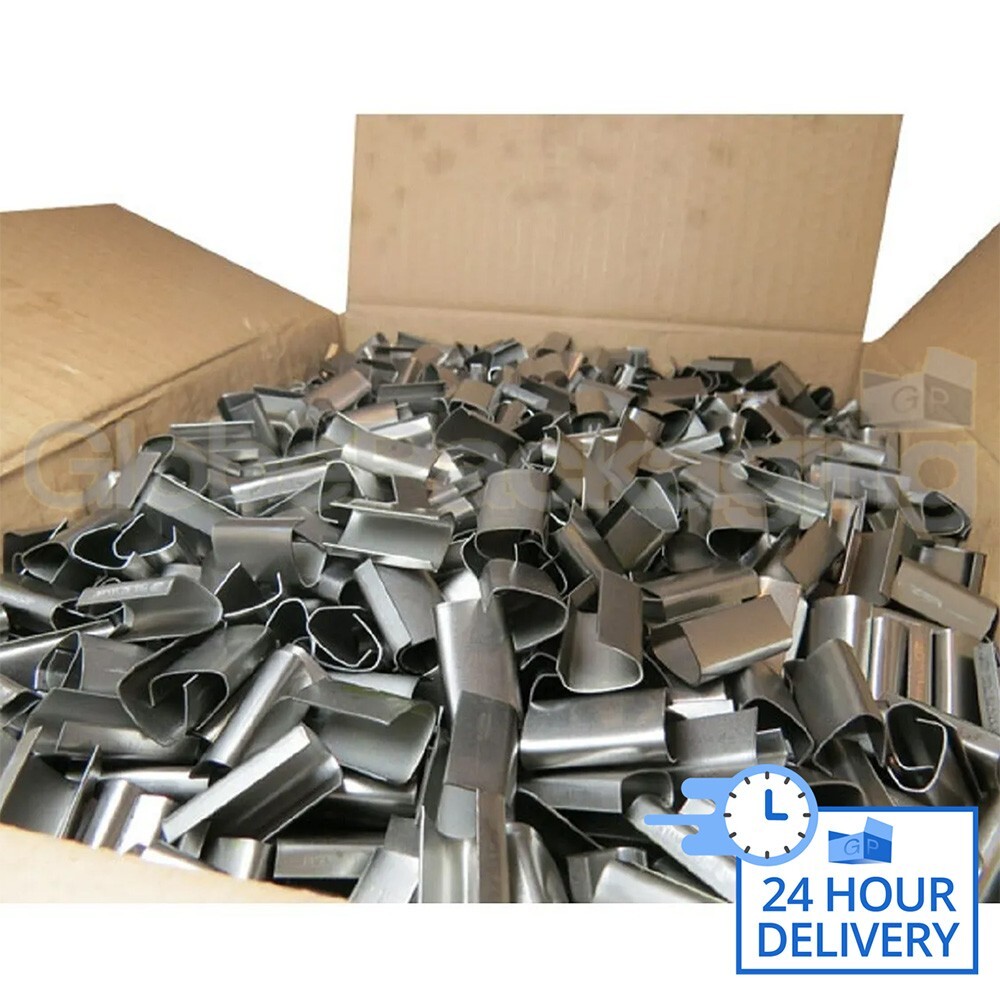 1000 x METAL SEALS CLIPS 12mm x 25mm FOR STRAPPING BANDING (SEMI OPEN) 24HR DEL