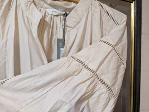 NEW Peasant Folklore DRESS, cream/natural COTTON , size 18 (or 16-20) Principles