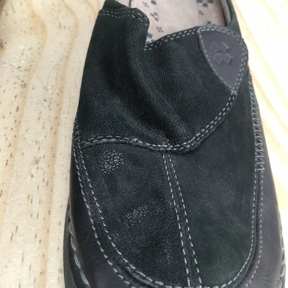 Naturalizer Zapatos Mujer 9.5 M Jenkins Zueco Planos Sin Cordones Cuero Negro Comodidad Foto 4 de 4