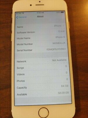 Apple iPhone 6 - 64GB - Gold (Unlocked) Model NG502/LLA, AT&T unlocked