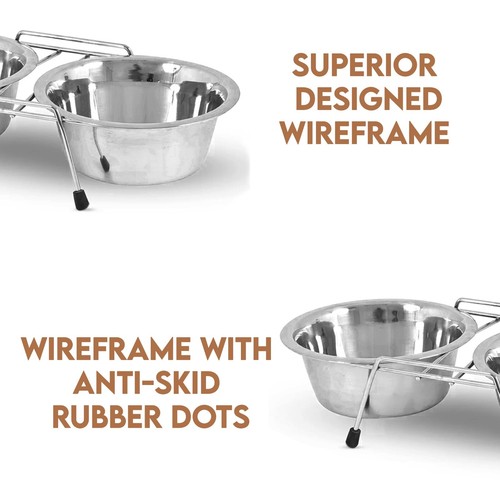 Wibsil 1 Pint Double Diner Wireframe With Stainless Steel Bowls 10 Sets Combo - Picture 4 of 5