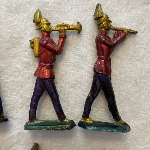8 Vtg Metallic Red Coat British/Prussian Soldiers Lead Toys Band Britains/Imrie? - Picture 9 of 23