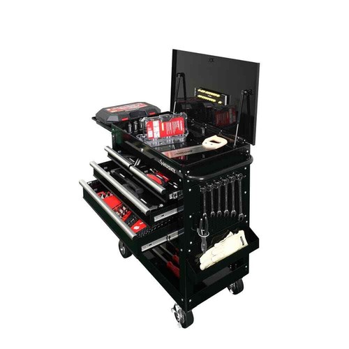 Tool Storage 33"W Mechanics Cart with Extended Side Table and Bottle Tray - Picture 5 of 8