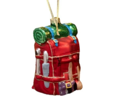Backpack Glass Ornament - REI Camping Hiking Forest Woods Mountain Hunting Tent